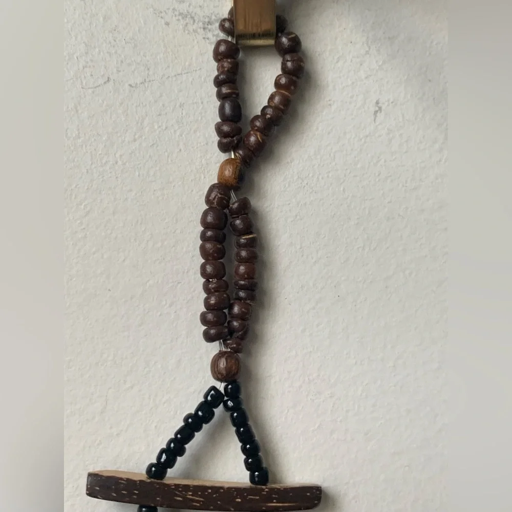 Women’s Brown Coconut Shell Seed Bead Button Belt